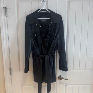 Black Faux Leather Belted Jacket - Levi Strauss